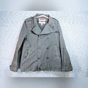 True Religion Double Breasted Cotton Pea Coat Military Green Mens XL Jacket